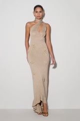 Celestino Floral Metallic Knit Maxi Dress - Gold